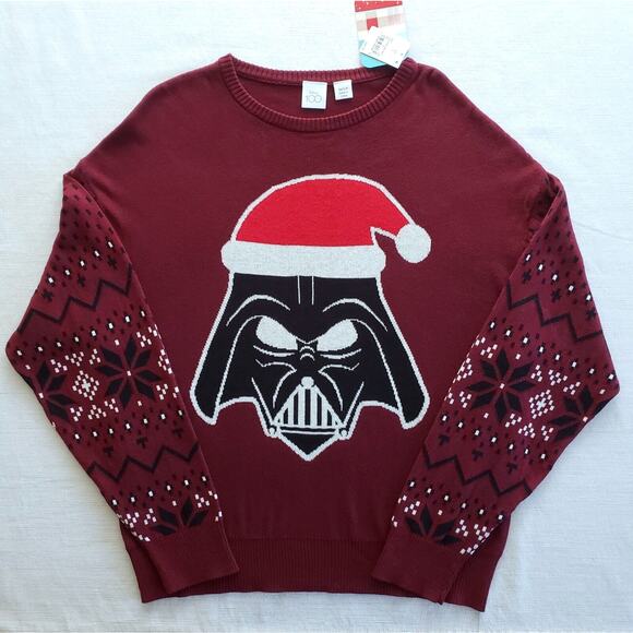 Disney Other - Darth Vader Christmas Sweater Mens S Red Holiday Fair Isle Disney Star Wars NEW